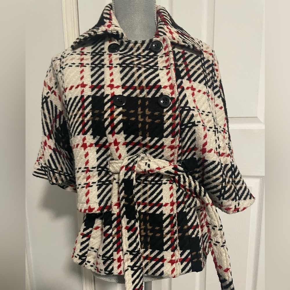 Plaid cape jacket by Cejon size small
